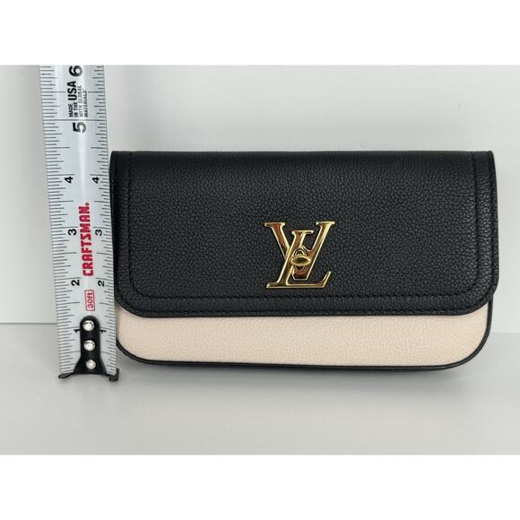 Louis Vuitton Calfskin Lockme Phone Chain Pouch in Vanille and Black B-6 - Picture 15 of 16